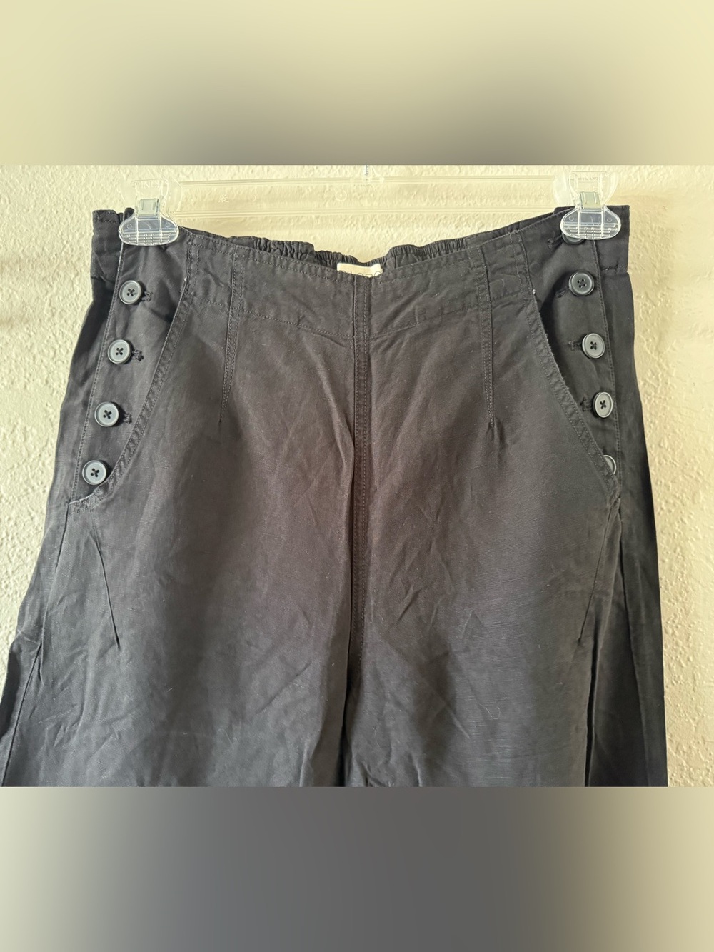 Pilcro Anthropologie Black Linen Blend Sailor Style Baggy Jogger Pants Size 29 - Picture 3 of 13